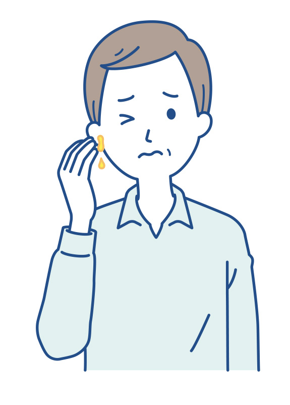 耳垂れが出る（耳から液・膿がでる）