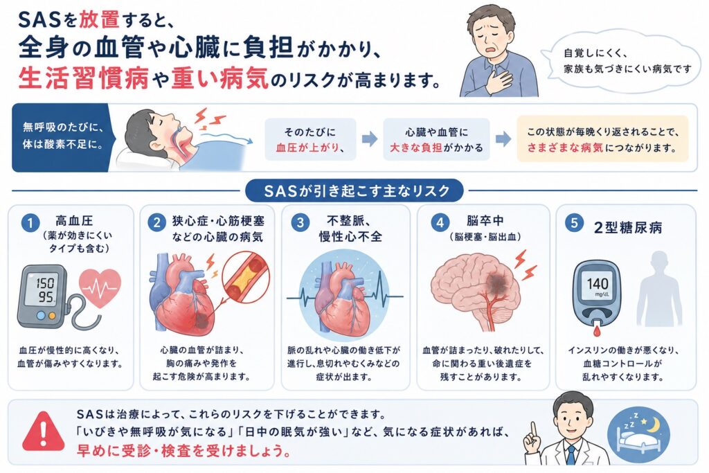 睡眠時無呼吸症候群を放置した場合のリスク